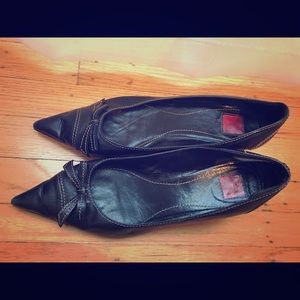 COACH black low heel pumps